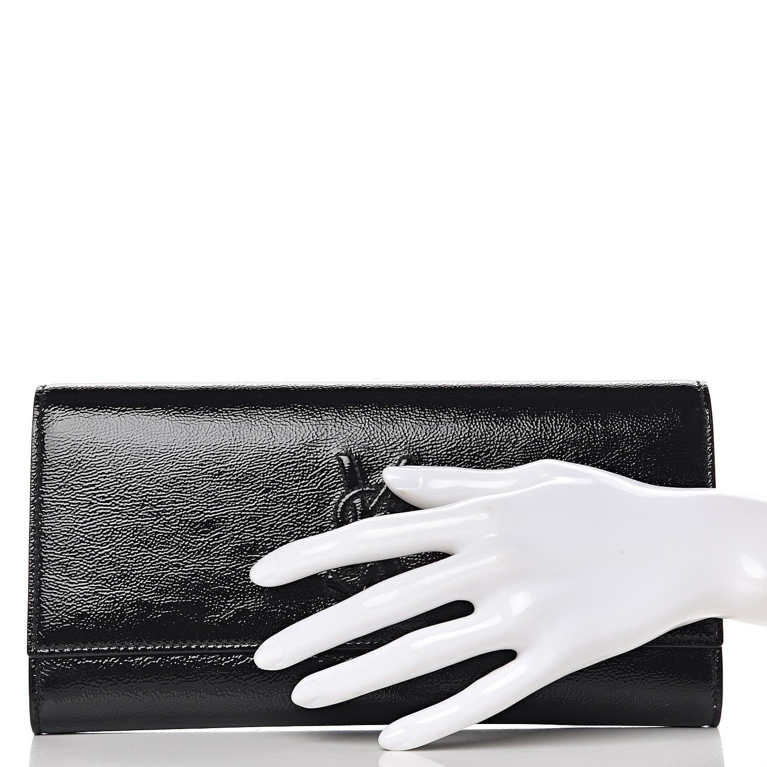 Saint Laurent Textured Patent Monogram Small Belle De Jour Clutch Black 2 of 12