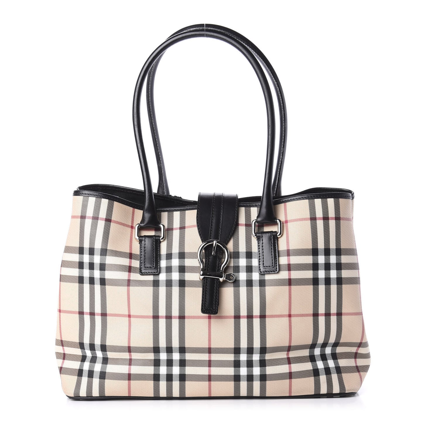 House Check Buckle Tote Black