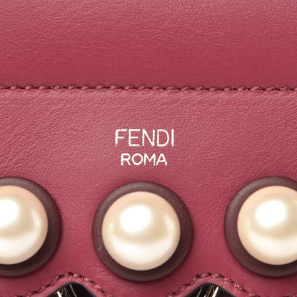 Fendi Vitello Century Pearl Bi-Color Scalloped Mini Back to School Backpack Amarone Black Cherry 6 of 12