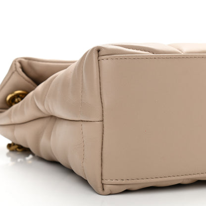 Saint Laurent Lambskin Quilted Small Loulou Puffer Monogram Chain Satchel Dark Beige 10 of 11