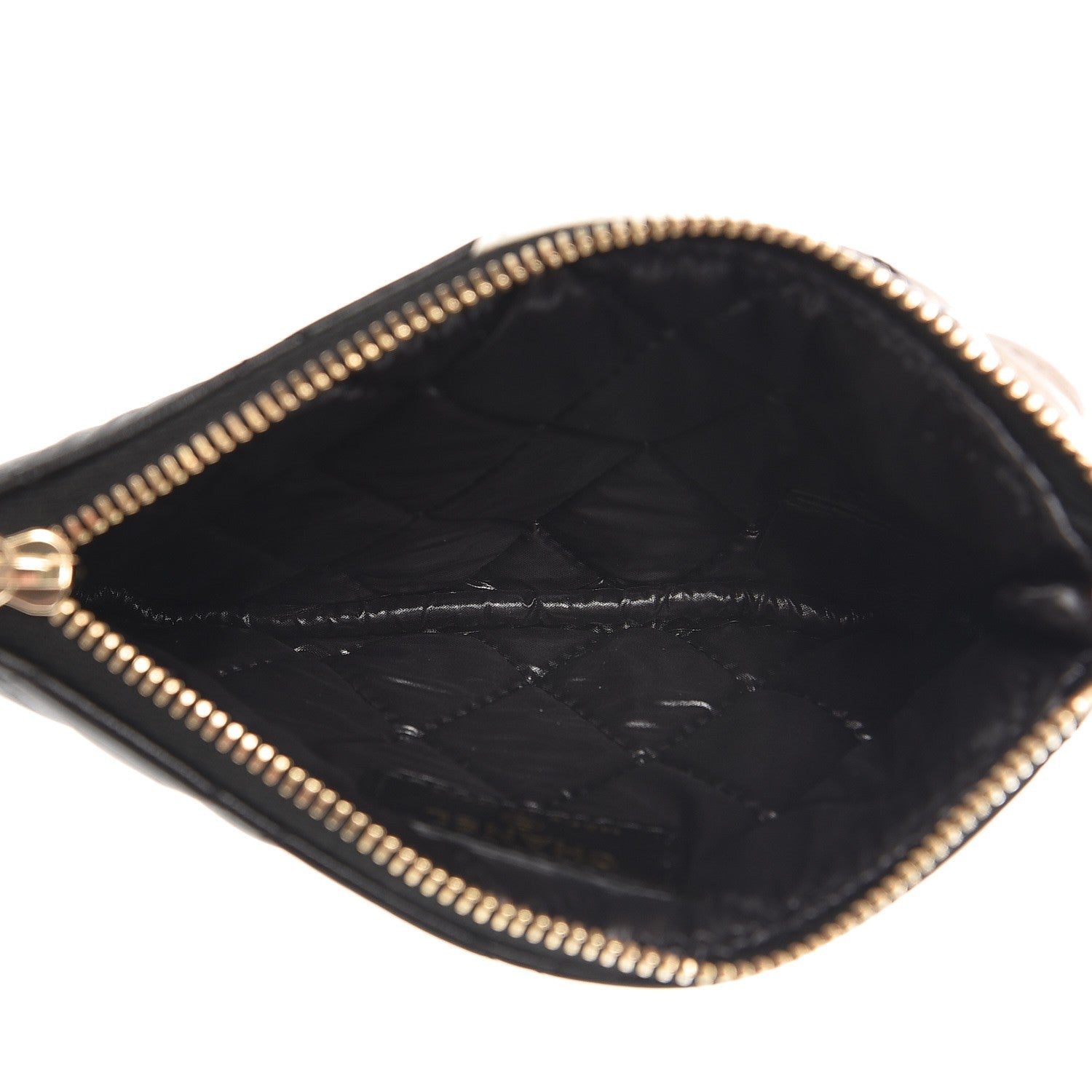 Chanel Lambskin Quilted Small Camellia Cosmetic Pouch Black White 5 of 8