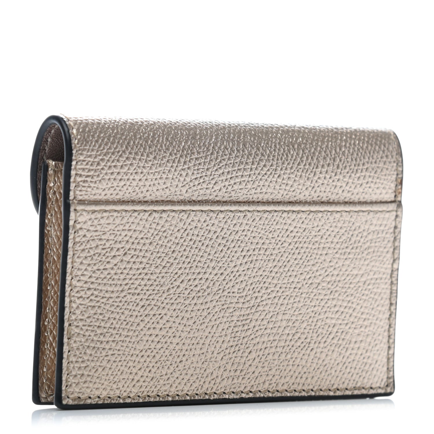 Christian Dior Metallic Grained Calfskin Saddle Card Holder Champagne 3 of 7