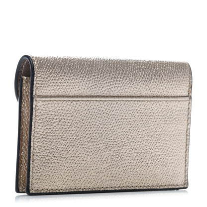 Christian Dior Metallic Grained Calfskin Saddle Card Holder Champagne 3 of 7