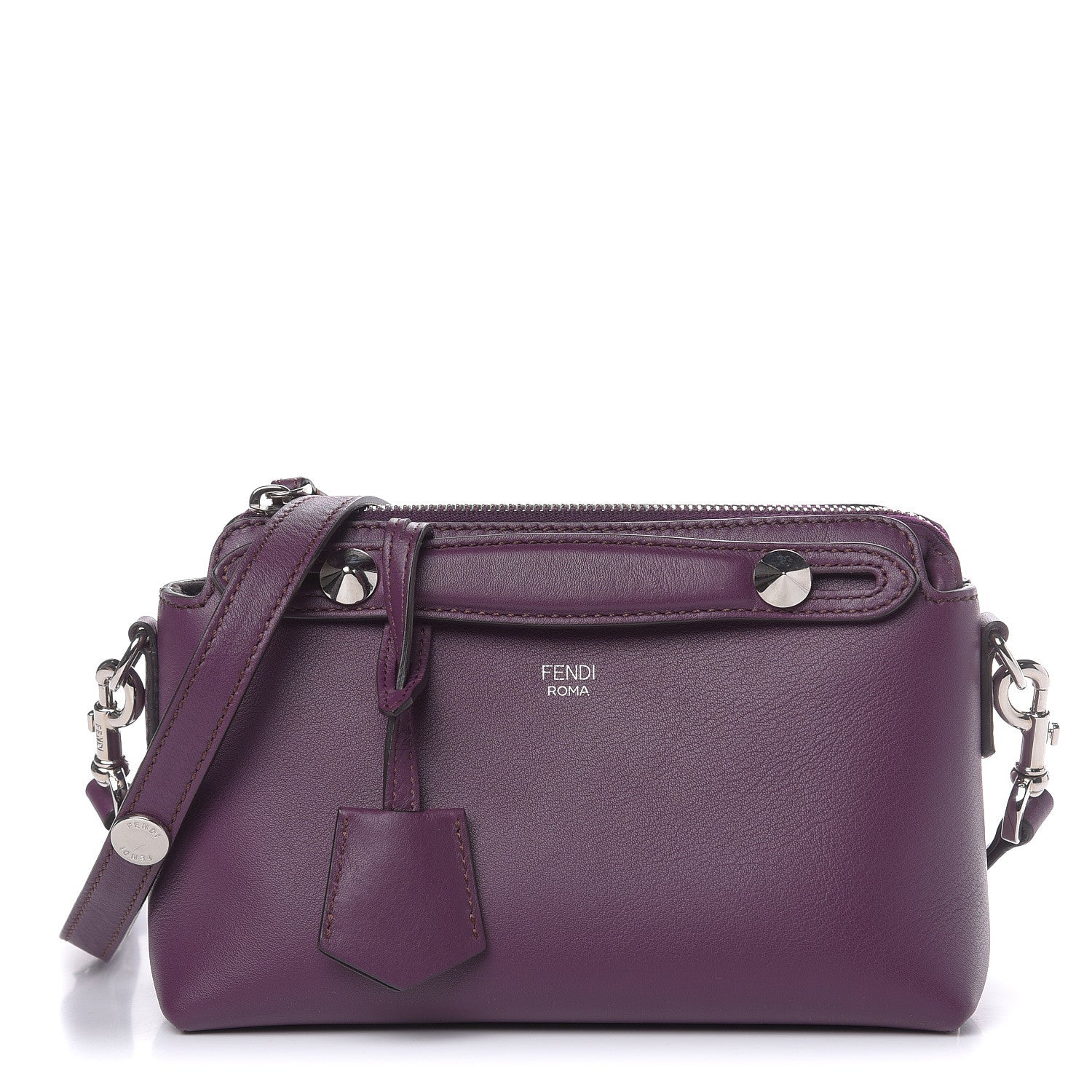 Fendi Vitello Dolce Mini By The Way Boston Bag Aubergine 1 of 10