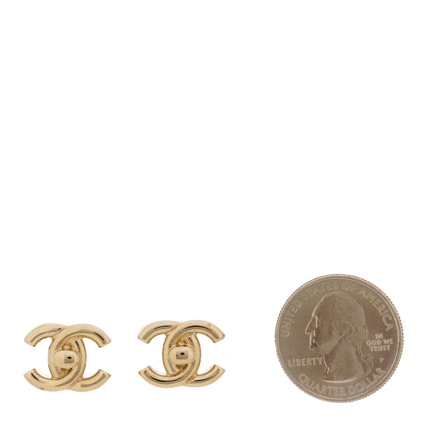 Metal CC Turnlock Earrings Gold