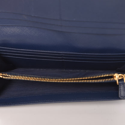 Prada Saffiano Metal Continental Flap Wallet Bleuette 7 of 13