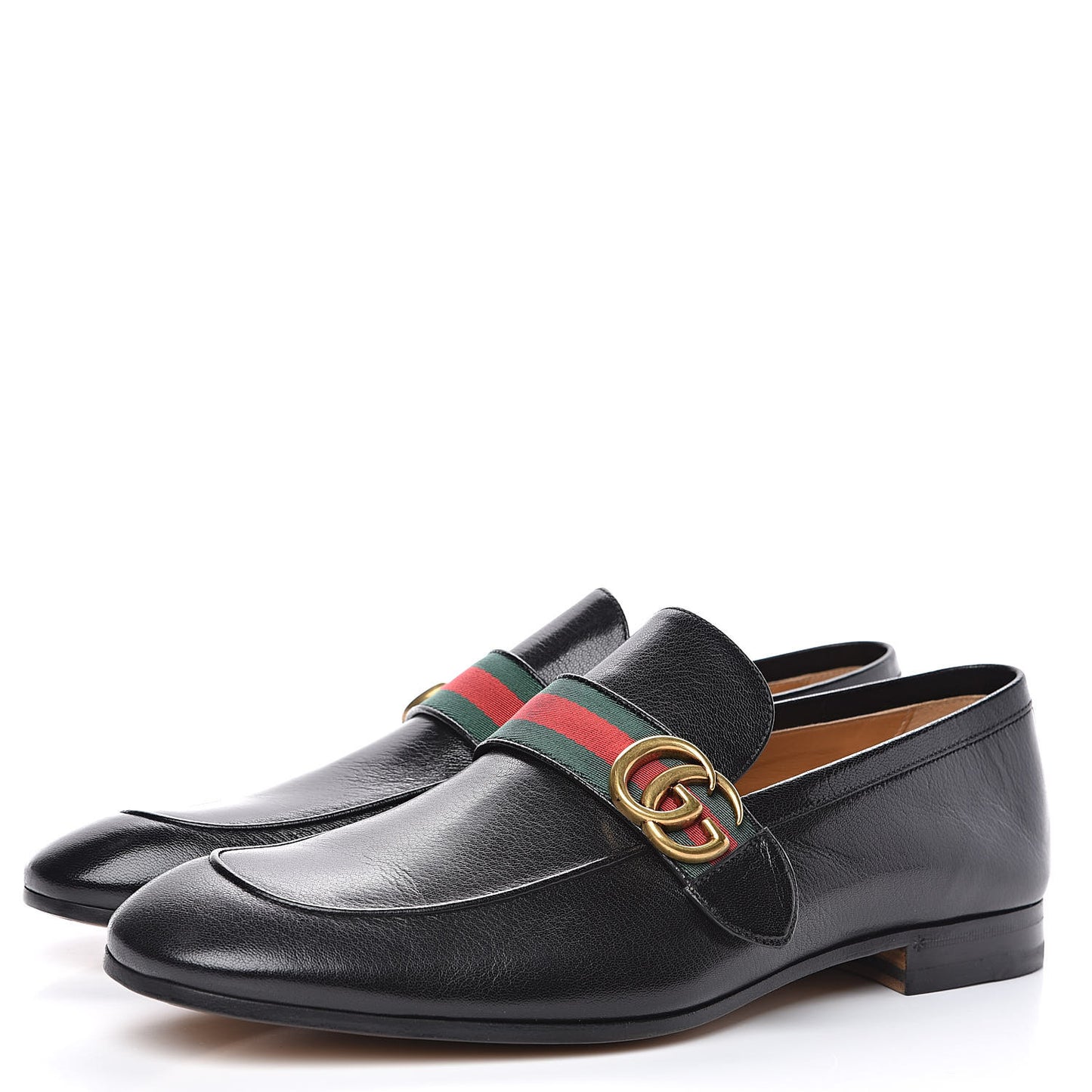Goatskin Web Mens GG Loafers 10 Black