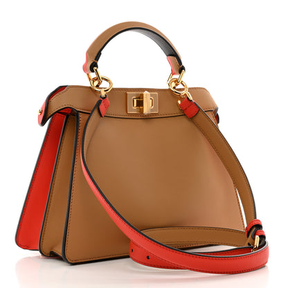 Fendi Vitello Seta Nappa Plexiglass Bi-Color Small Peekaboo I SEE U Satchel Miele Scuro Tulipano 3 of 11