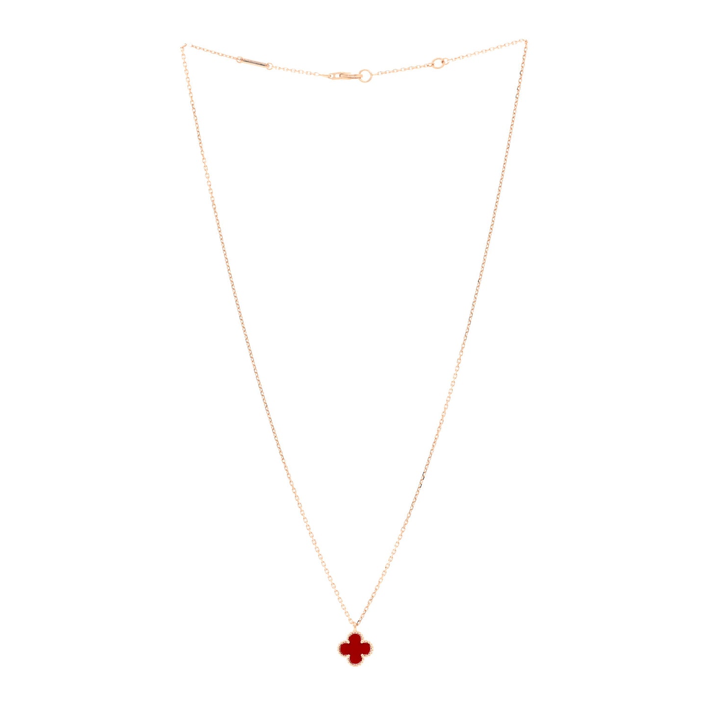 18K Rose Gold Carnelian Sweet Alhambra Pendant Necklace