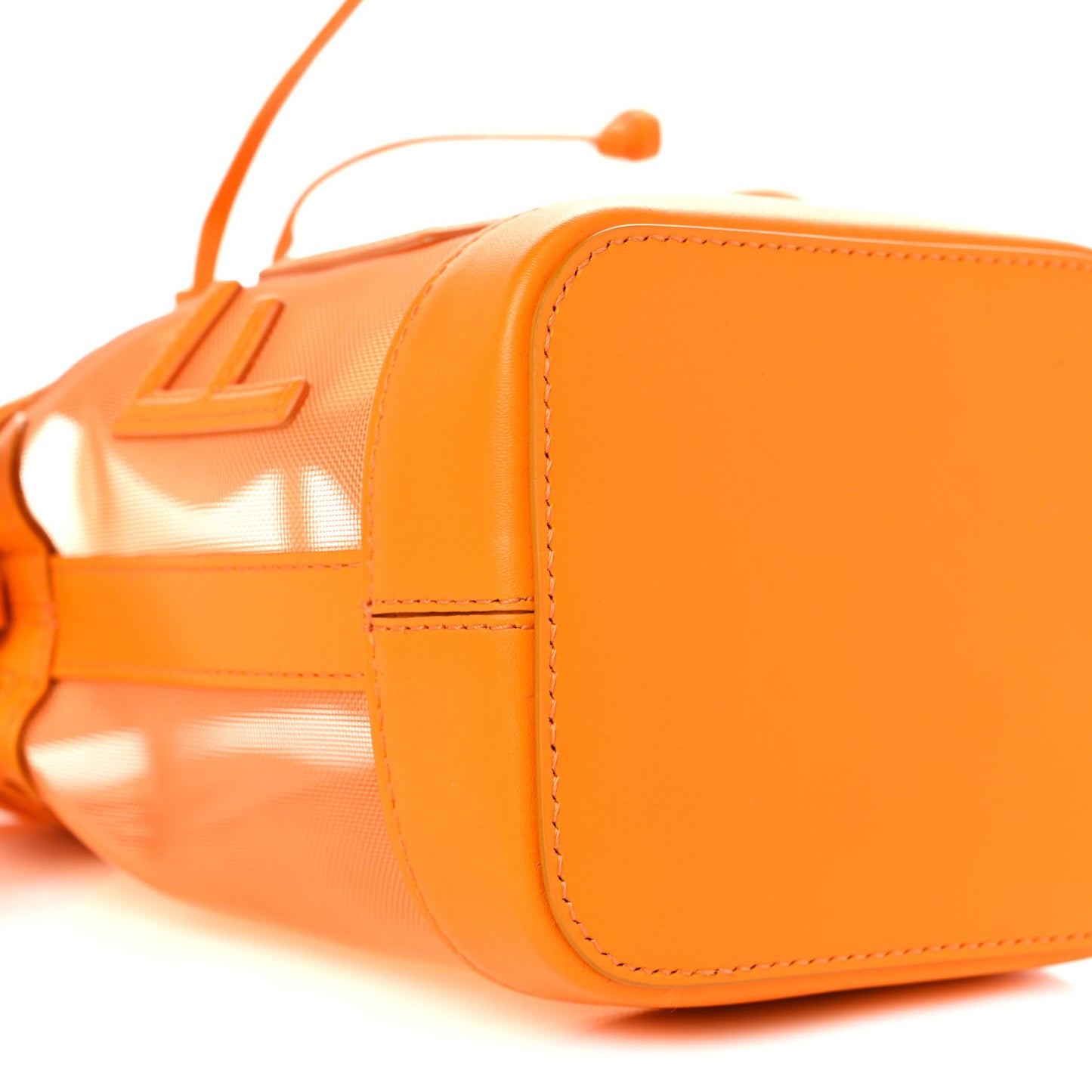 Mesh Vitello King F is Fendi Logo Embroidered Mini Mon Tresor Bucket Bag Aranciata Clementime