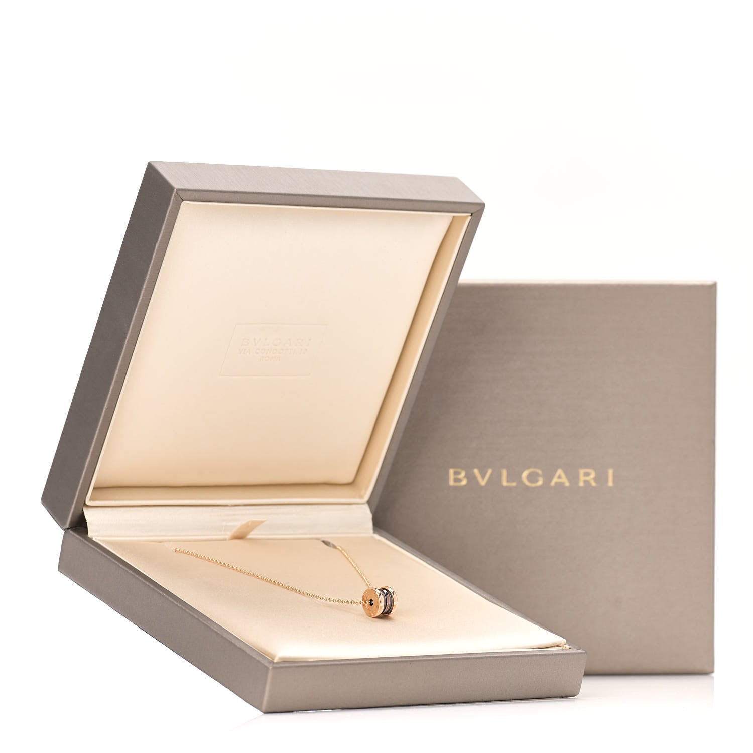 Bulgari 18K Rose Gold Cermet Small B.Zero1 Pendant Necklace 9 of 9
