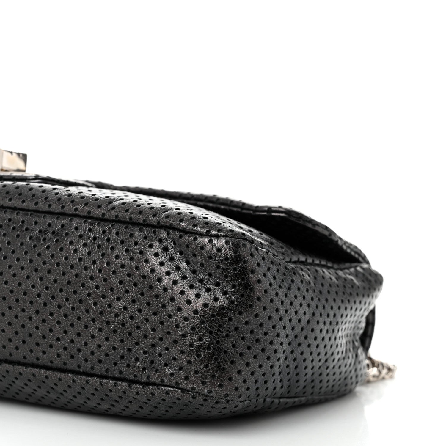 Chanel Metallic Crackled Calfskin Perforated Drill Flap Black 10 of 11