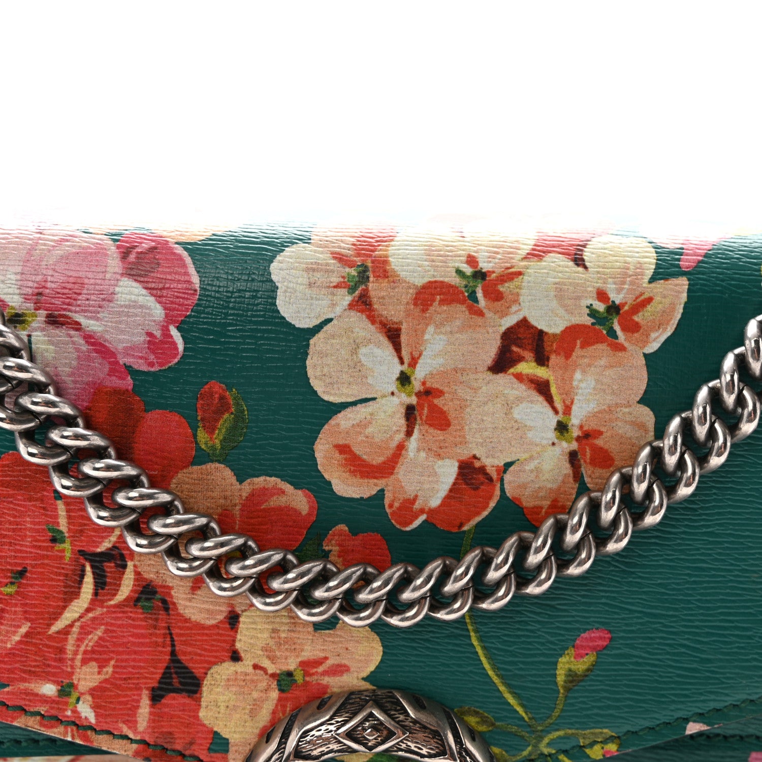 Gucci Calfskin Blooms Print Medium Dionysus Shoulder Bag Bright Emerald Multicolor 8 of 10