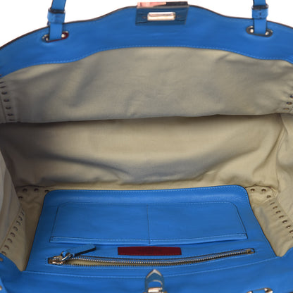 Valentino Garavani Vitello Medium Rockstud Tote Blue Fluo 5 of 11