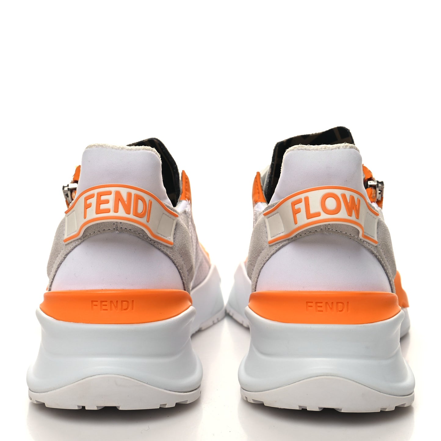 Nylon Suede Transparent Fendi Flow Low Top Sneakers 36 White Orange