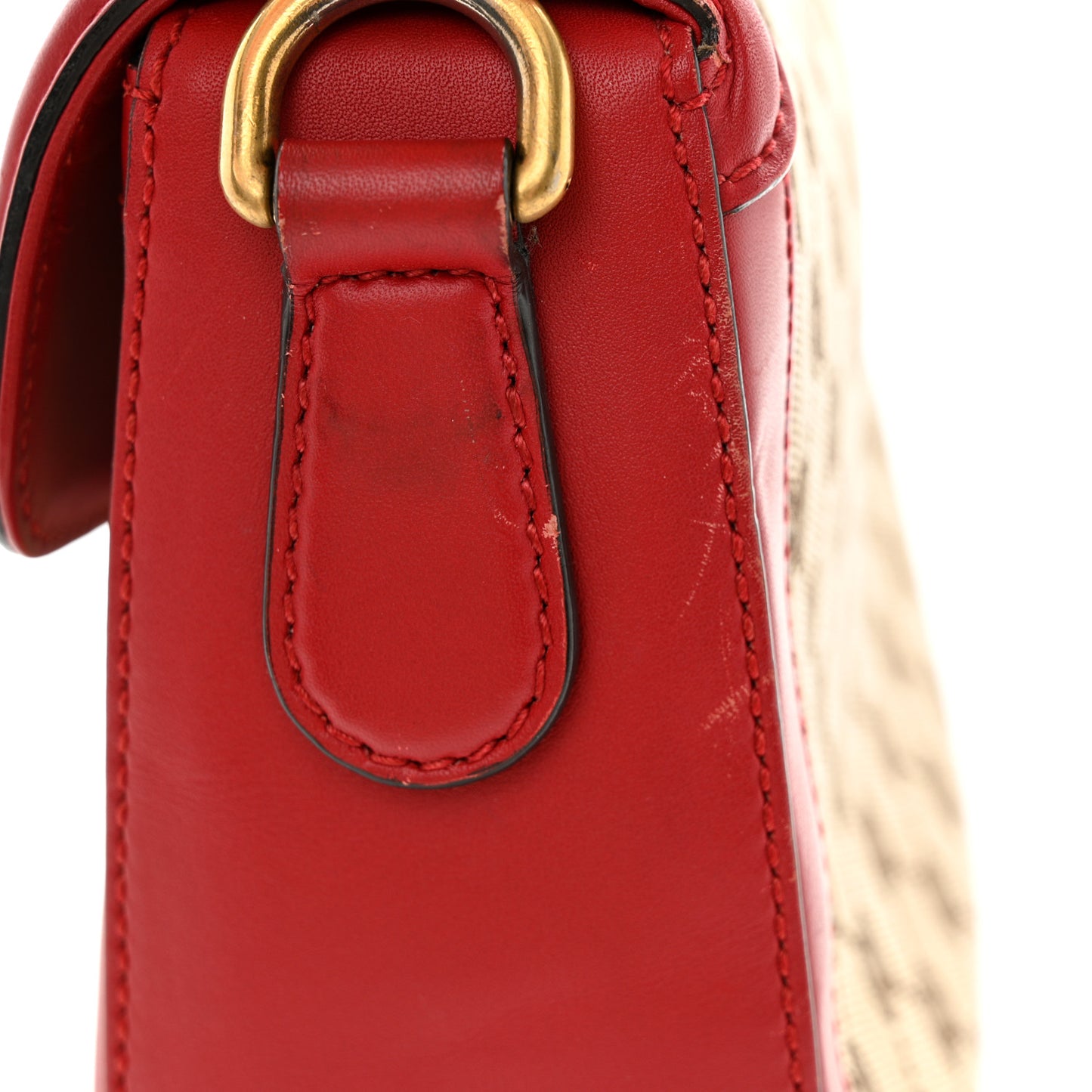 Monogram Ruinart Calfskin Medium Lady Web Shoulder Bag Beige Ebony Hibiscus Red