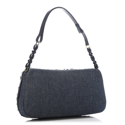 Christian Dior Denim Trotter Maris Pearl Shoulder Bag Blue 3 of 10