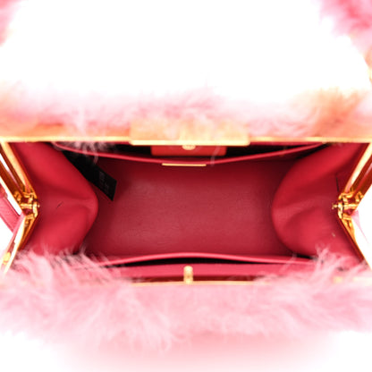 Prada Montone Shearling Fox Fur Saffiano Shoulder Bag Begonia Cammello 5 of 11