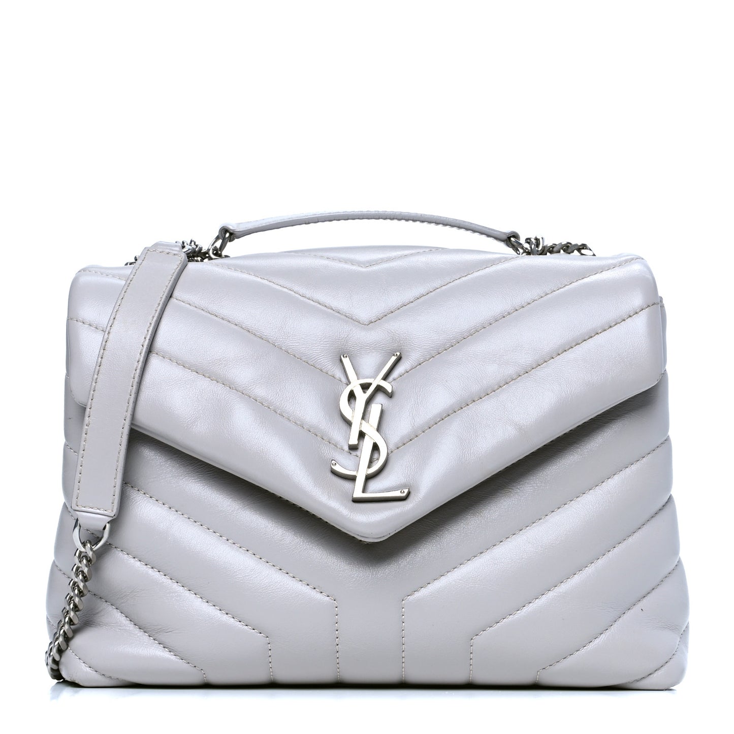Calfskin Y Quilted Monogram Small Loulou Chain Satchel Granite