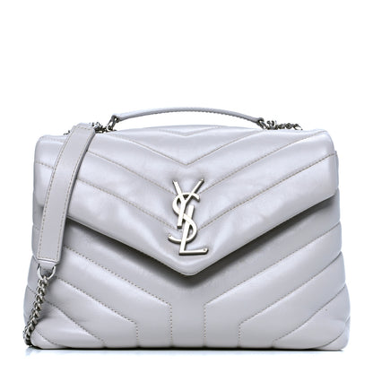 Saint Laurent Calfskin Y Quilted Monogram Small Loulou Chain Satchel Granite 1 of 9