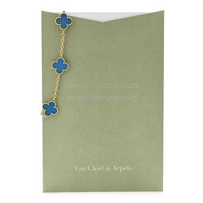 Van Cleef & Arpels 18K Yellow Gold Blue Agate 5 Motifs Vintage Alhambra Bracelet 5 of 5