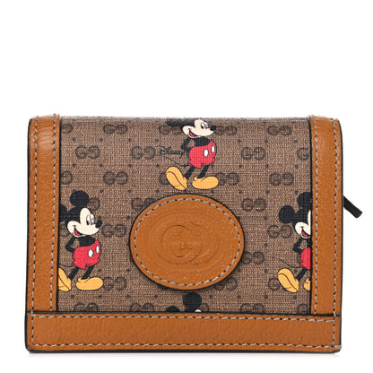 Gucci X DISNEY Mini Vintage GG Supreme Monogram Mickey Mouse Card Holder Wallet Beige Vintage Sun Oil 1 of 8
