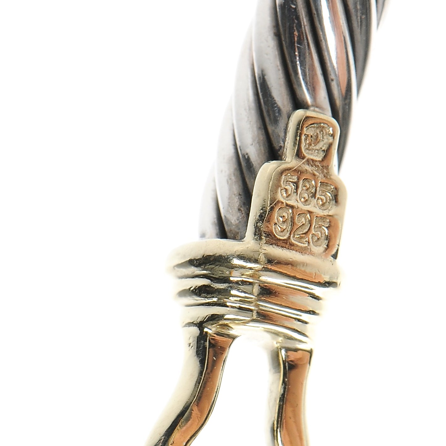 Sterling Silver 14K Yellow Gold 5mm Cable Classic Buckle Bracelet