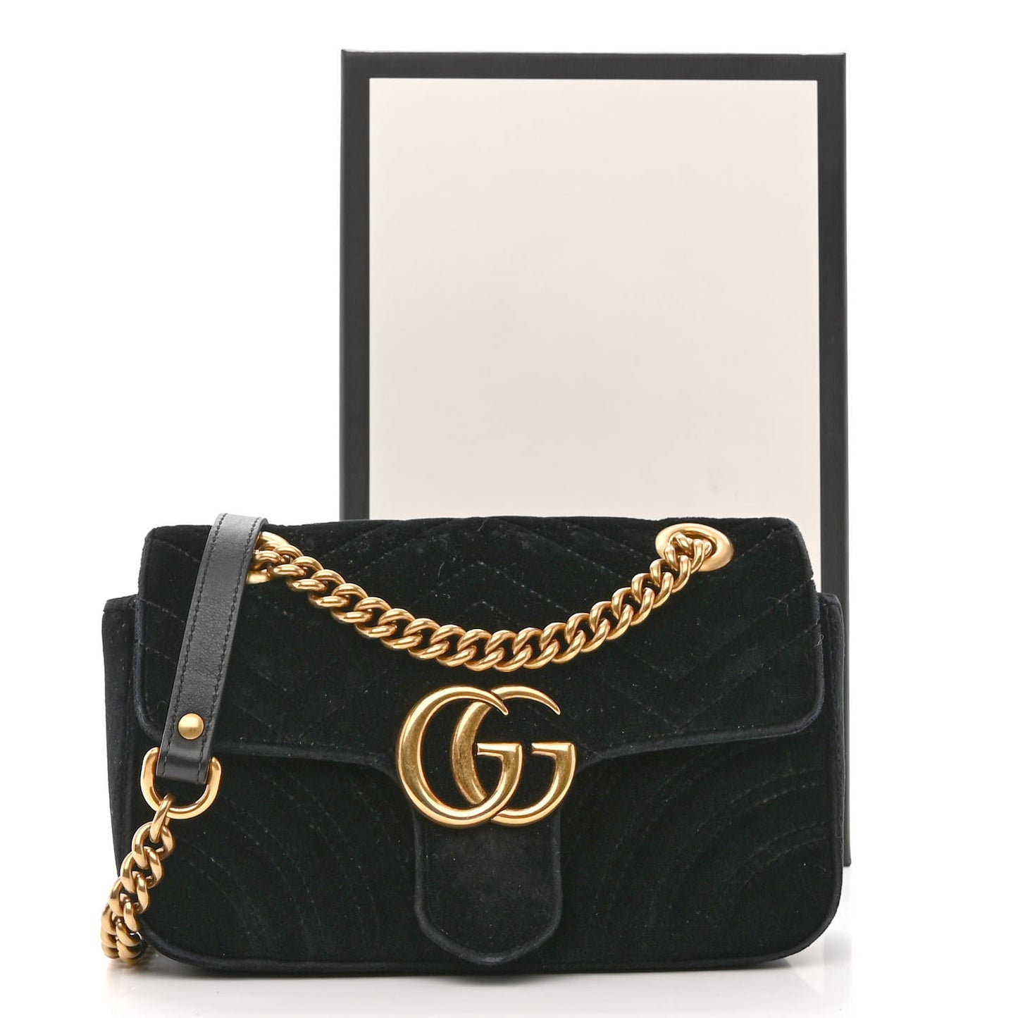 Velvet Matelasse Mini GG Marmont Shoulder Bag Black