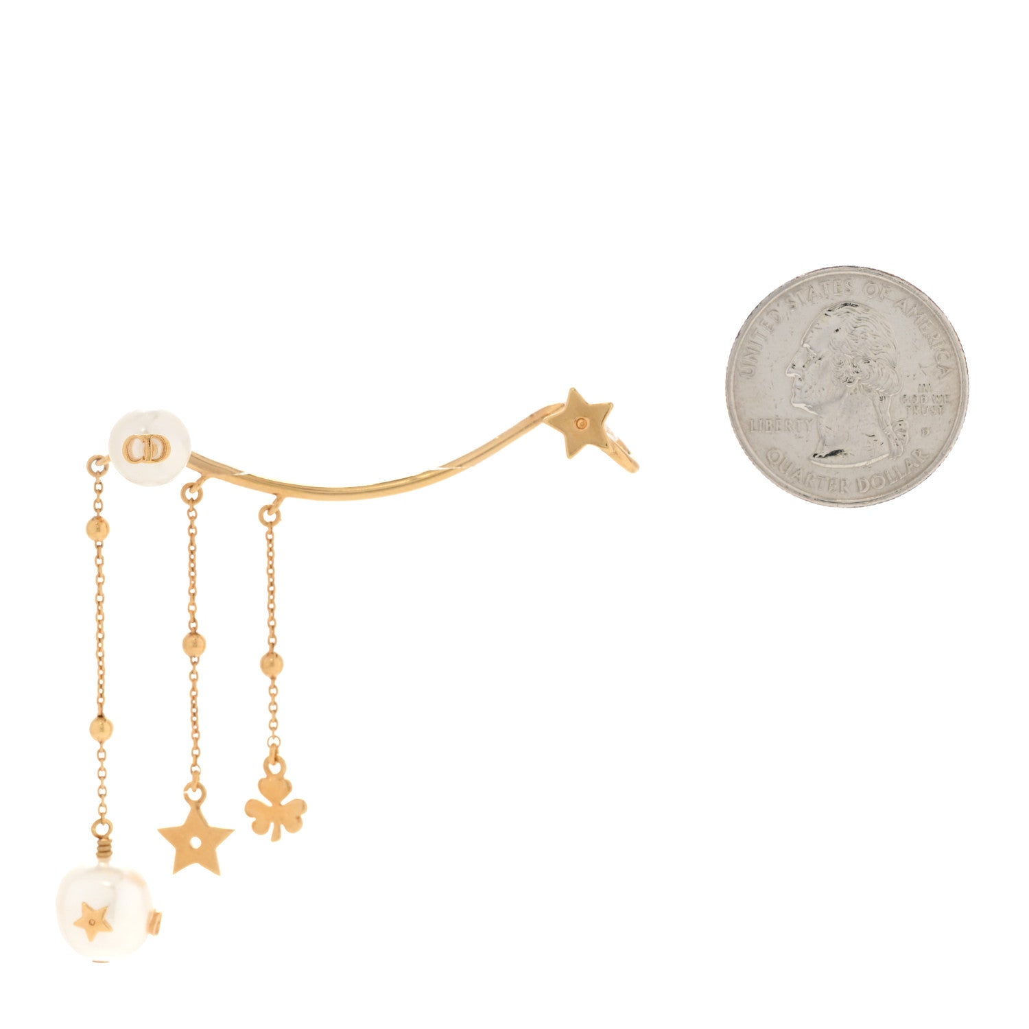 Christian Dior Pearl Perles De Desir Ear Cuff Gold White 2 of 4