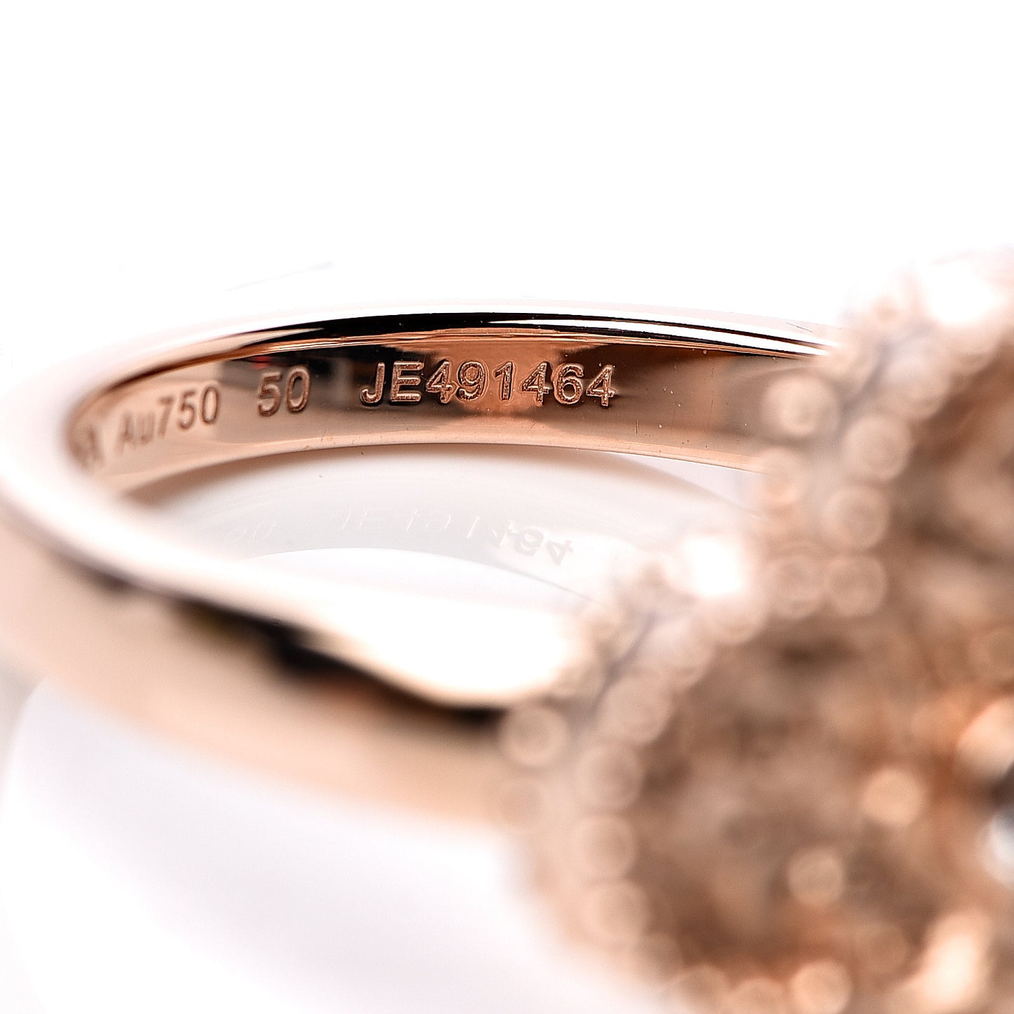 18K Rose Gold Diamond Vintage Alhambra Ring 50 5.5