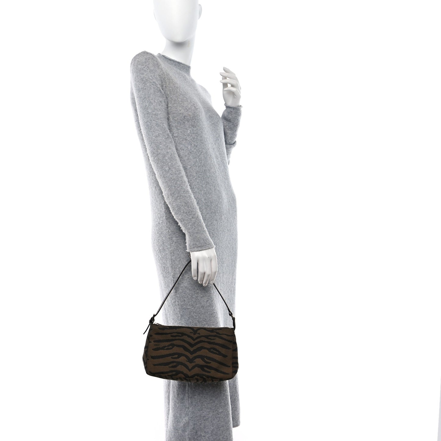 Canvas Tiger Print Pochette Brown