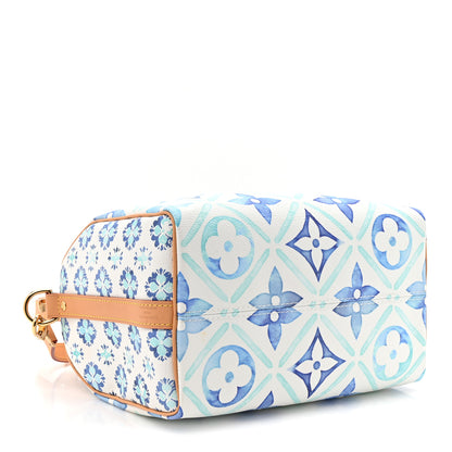 Louis Vuitton Monogram Tiles By The Pool Speedy Bandouliere 25 Lagoon Blue 4 of 9