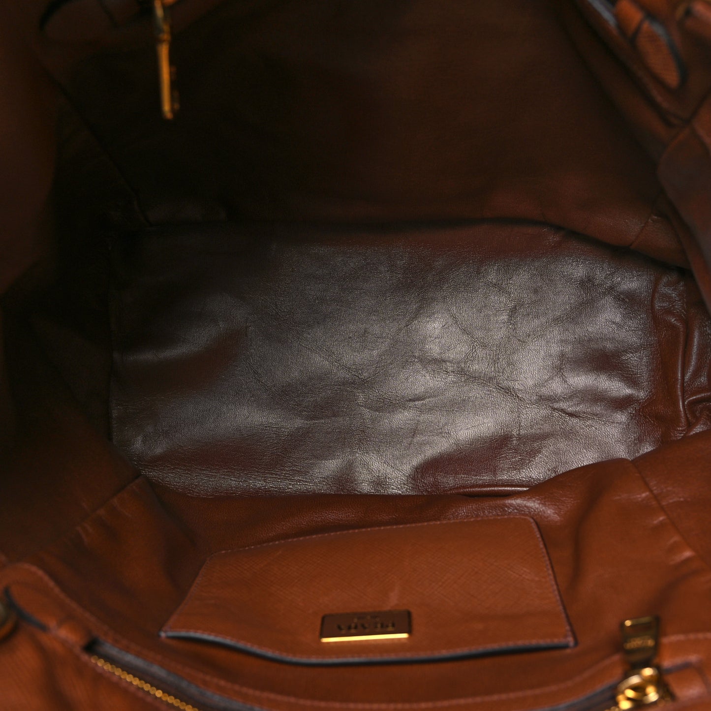 Saffiano Cuir Front Pocket Tote Palissandro