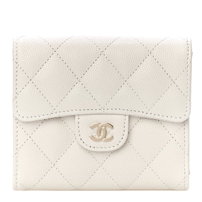 Chanel Caviar Quilted Compact Flap Wallet White 1 of 12