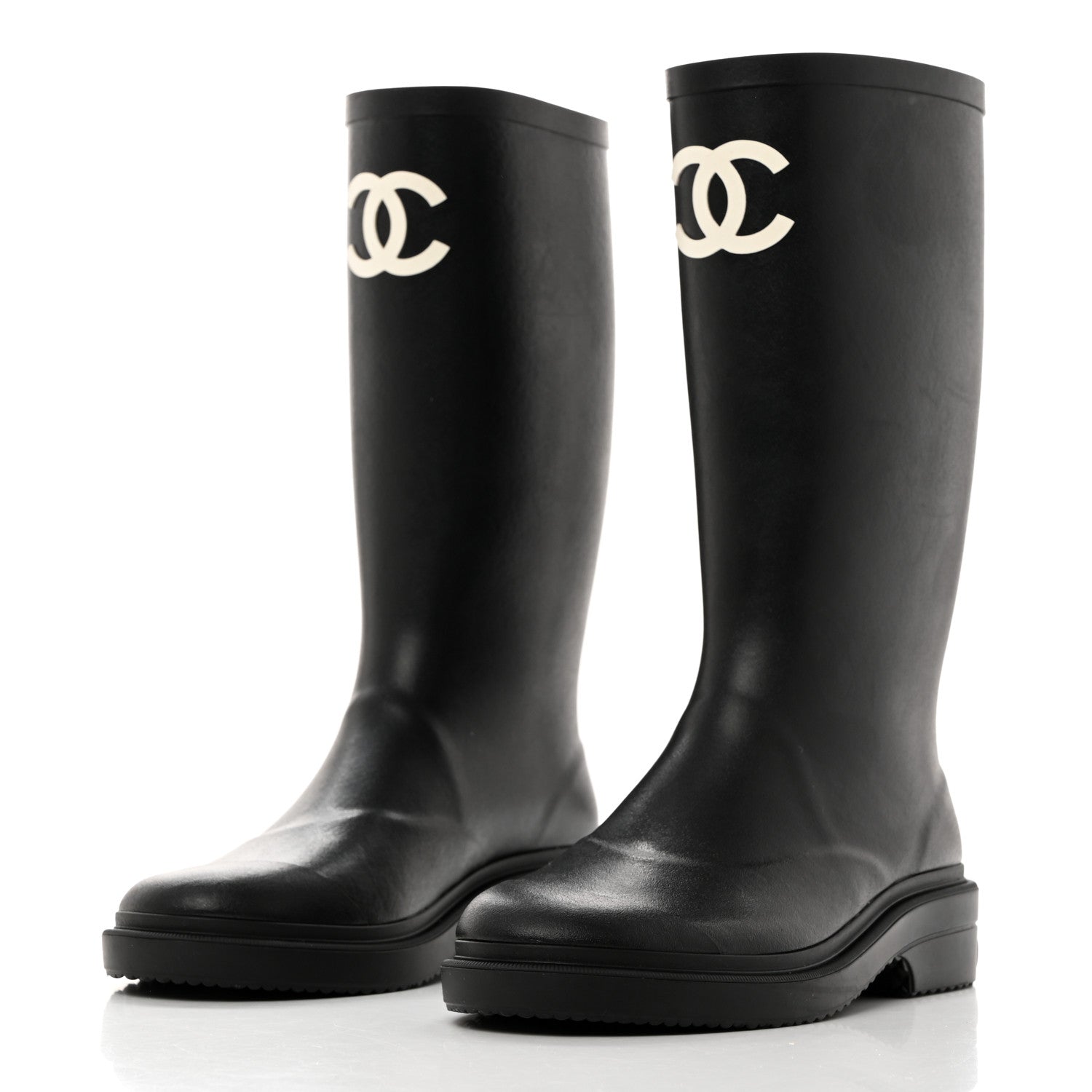 Chanel Caoutchouk CC High Boots 37 Black 3 of 8