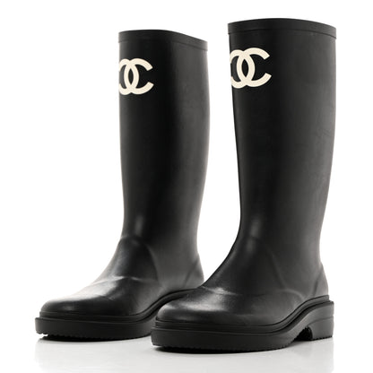 Chanel Caoutchouk CC High Boots 37 Black 3 of 8