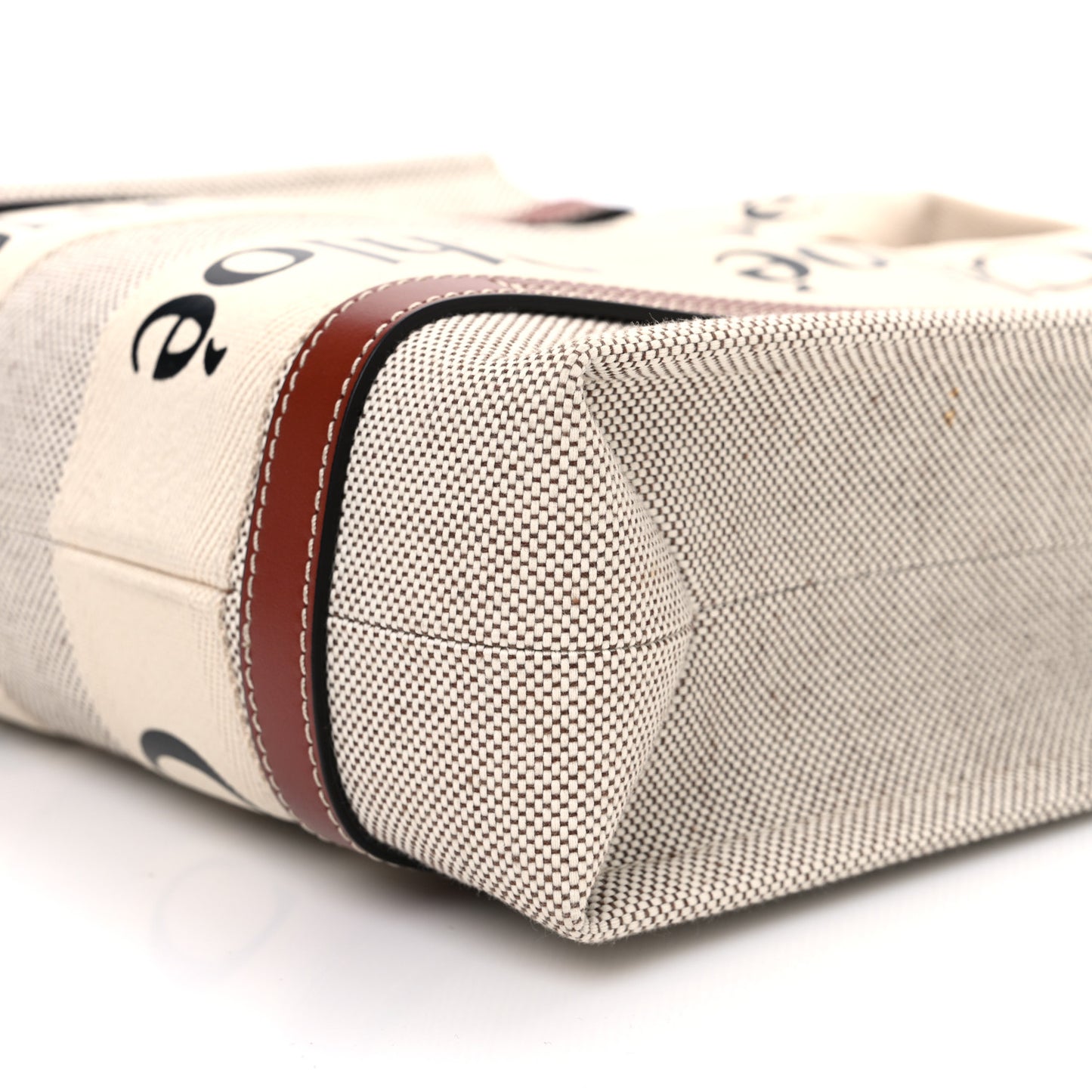 Cotton Calfskin Small Woody Ribbon Tote With Strap White Brown