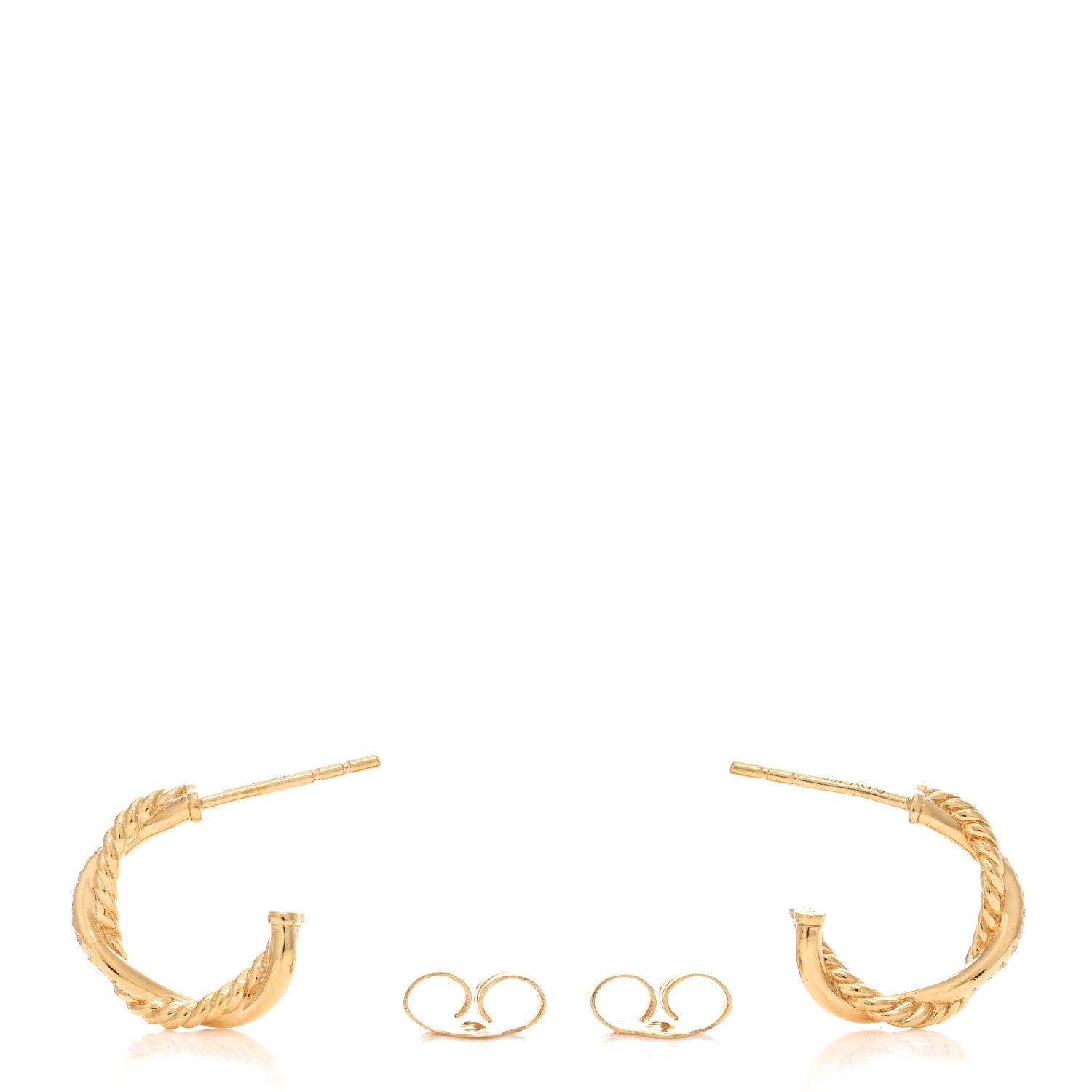 David Yurman 18K Yellow Gold Diamond Petite Infinity Huggie Hoop Earrings 3 of 4