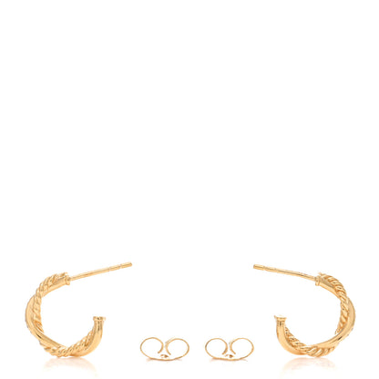 David Yurman 18K Yellow Gold Diamond Petite Infinity Huggie Hoop Earrings 3 of 4