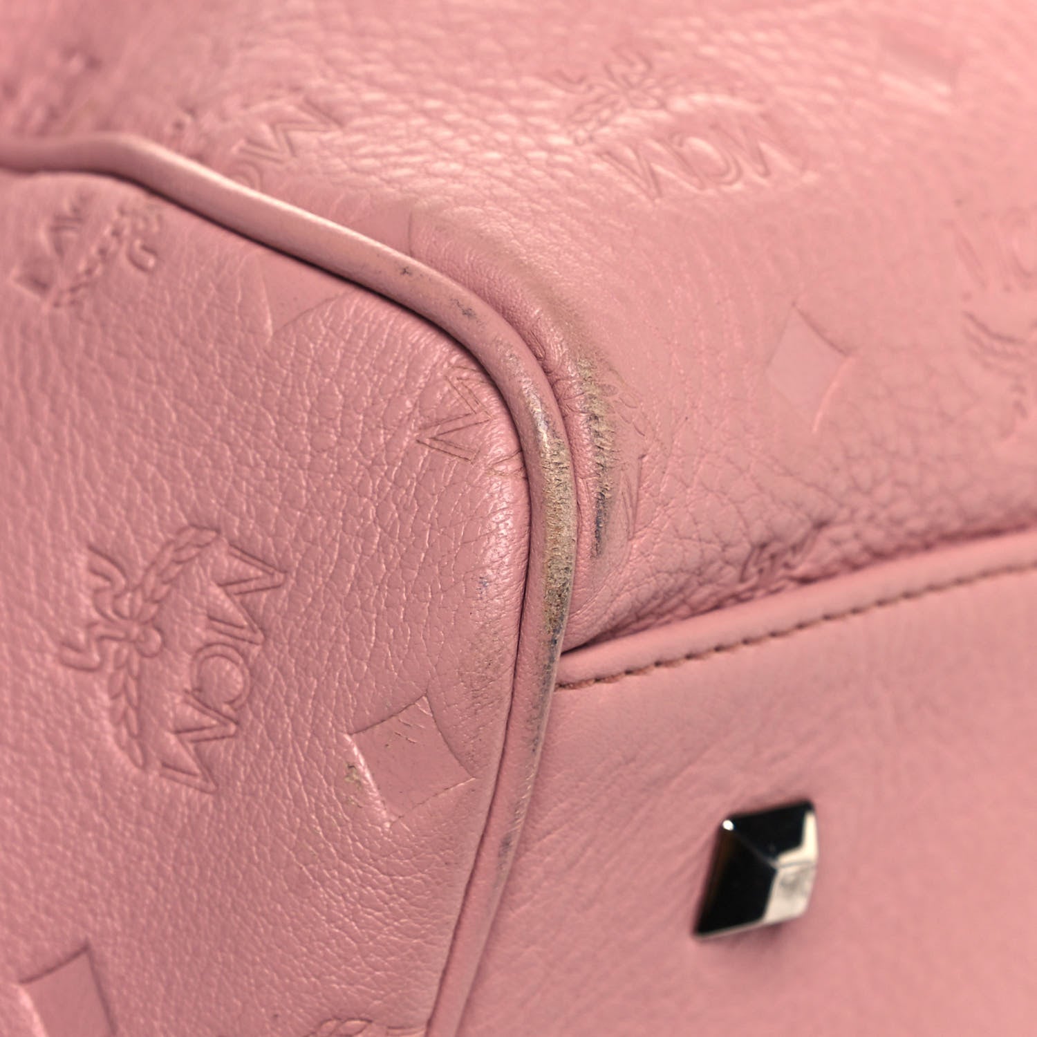 MCM Calfskin Ottomar Monogram Duffle Bag Pink 6 of 24