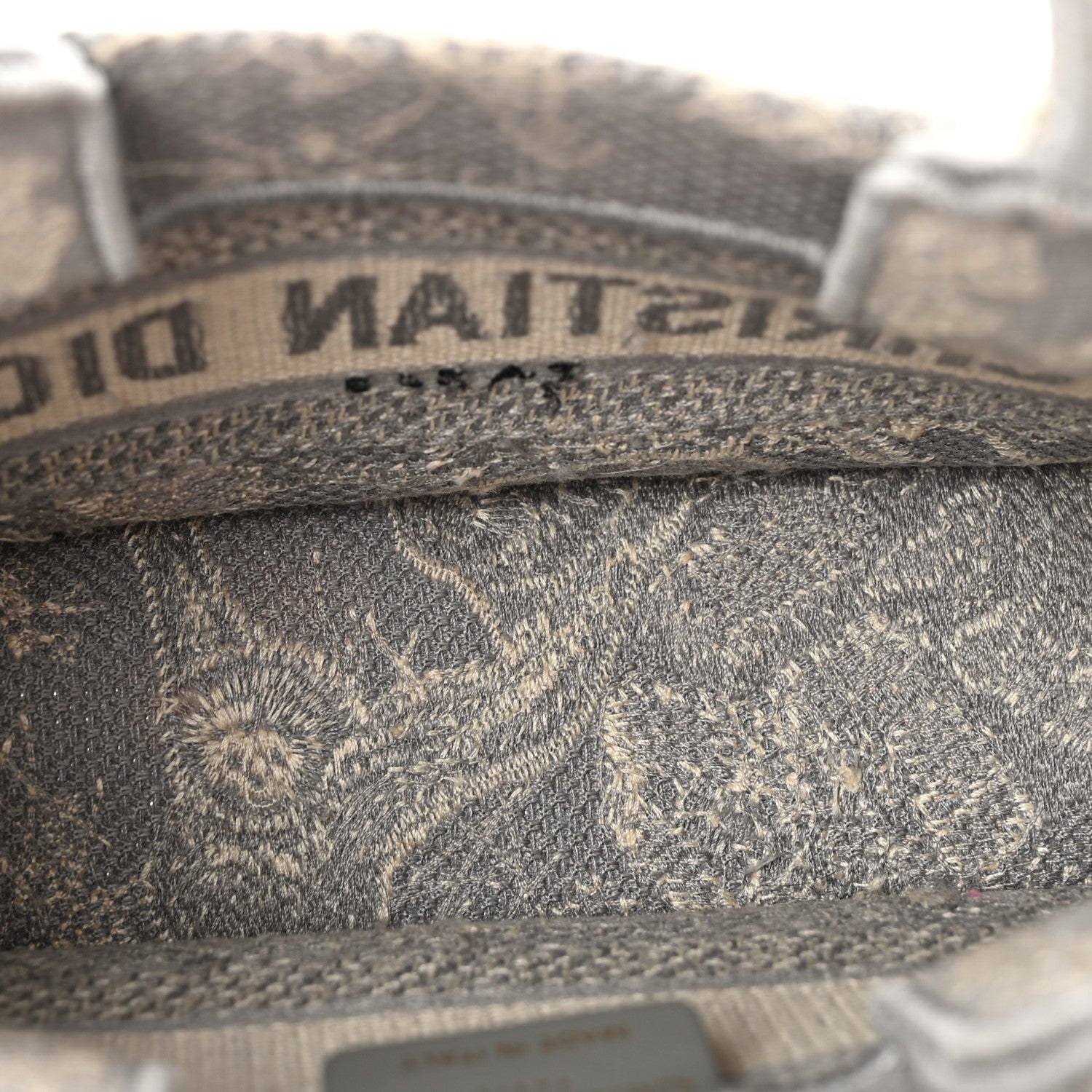 Christian Dior Canvas Embroidered Toile De Jouy Reverse Mini Book Tote With Strap Grey 5 of 14