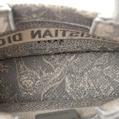 Christian Dior Canvas Embroidered Toile De Jouy Reverse Mini Book Tote With Strap Grey 5 of 14