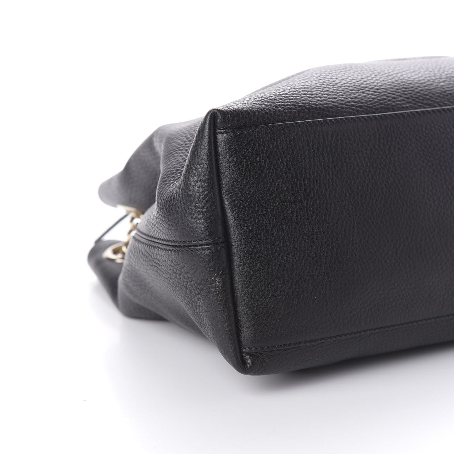 Pebbled Calfskin Medium Soho Chain Shoulder Bag Black