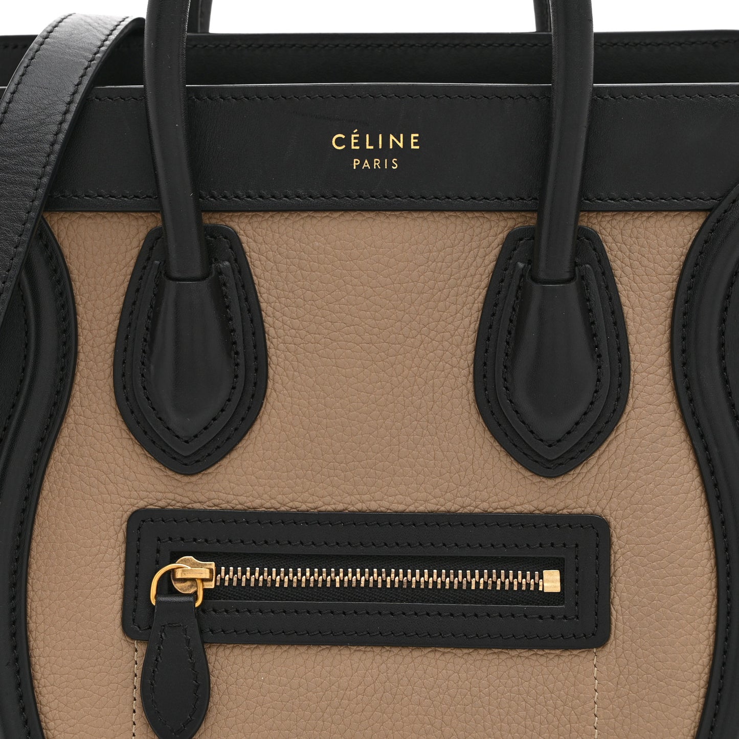 Drummed Calfskin Nubuck Nano Tri-Color Luggage Beige