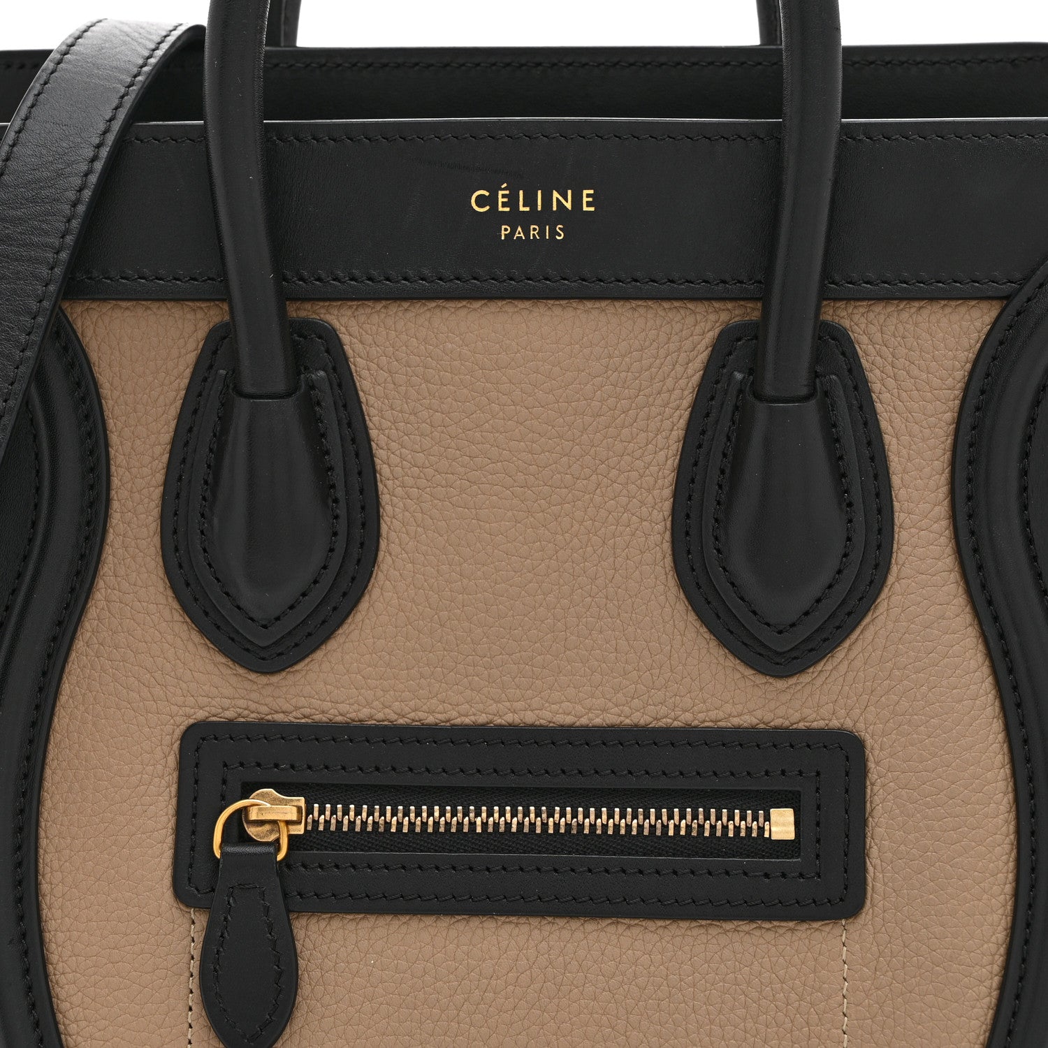 Celine Drummed Calfskin Nubuck Nano Tri-Color Luggage Beige 8 of 10