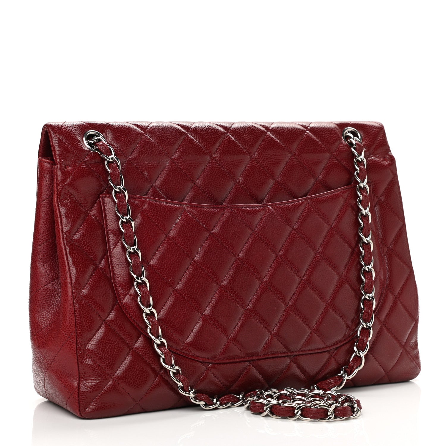 Chanel Caviar Quilted Maxi Single Flap Dark Red 3 of 15
