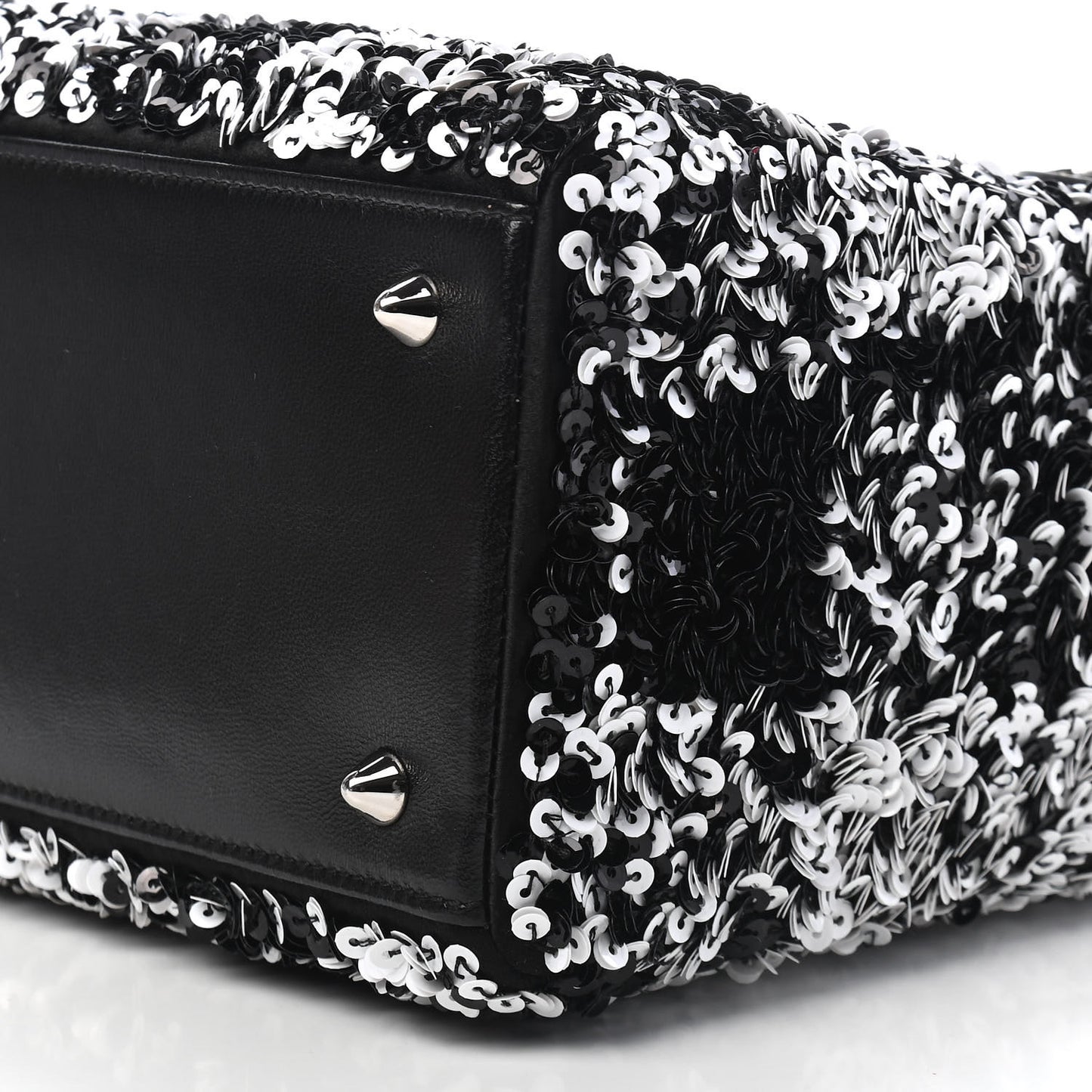 Lambskin Sequin Embellished Medium Lady Dior Black White