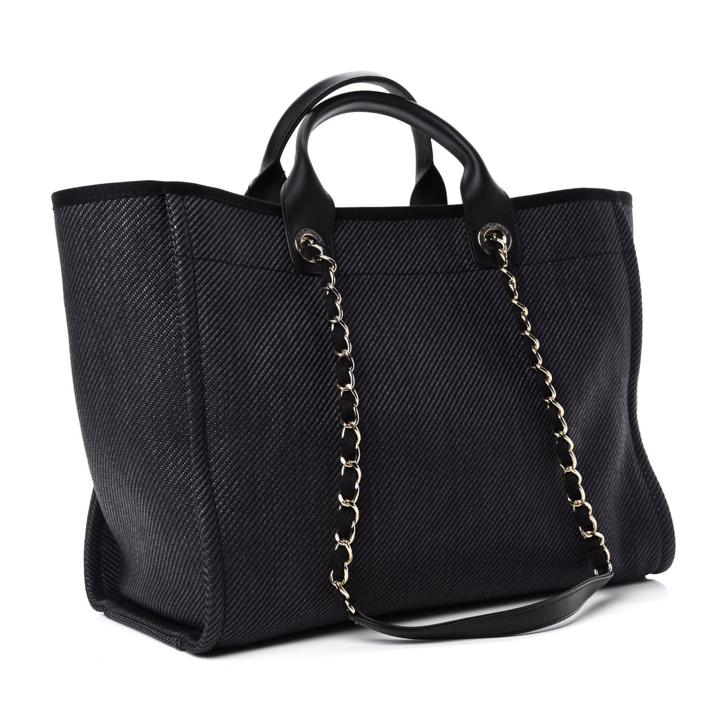 Mixed Fibers Calfskin Medium Deauville Tote Black
