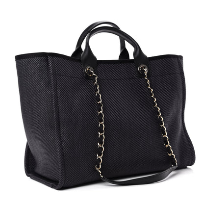Chanel Mixed Fibers Calfskin Medium Deauville Tote Black 4 of 12