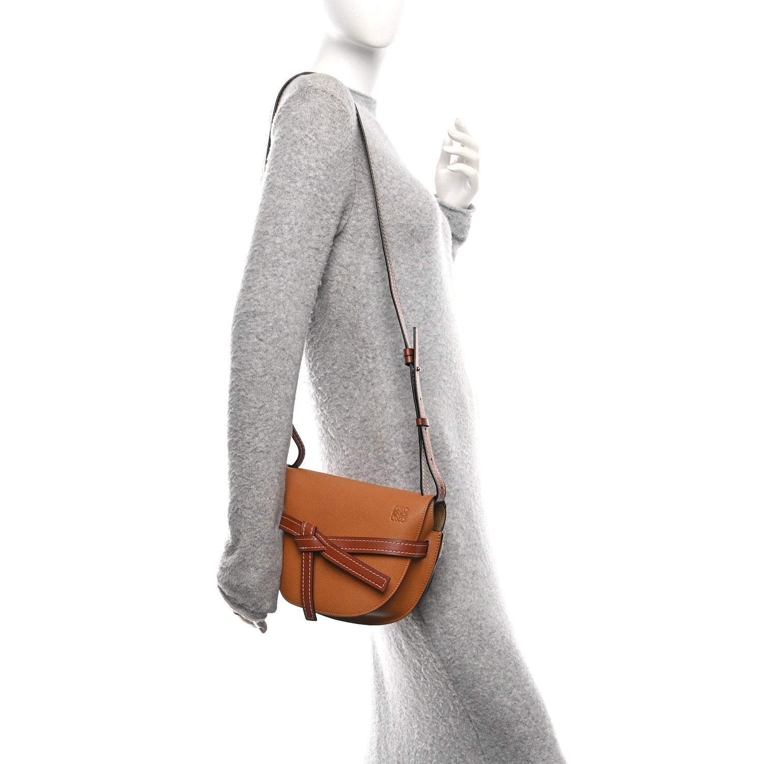 Loewe Grained Calfskin Small Gate Crossbody Bag Caramel Pecan 2 of 10